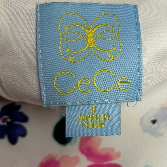 CeCe Midi Dress 8 Floral pleated Hem Cottage  Sheer old money Resort Vacation - Picture 8 of 14